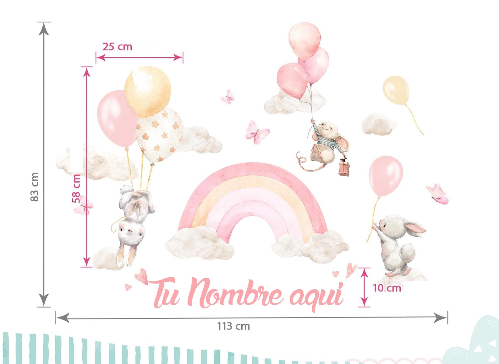arcoirirs con animales en nubes (0132)