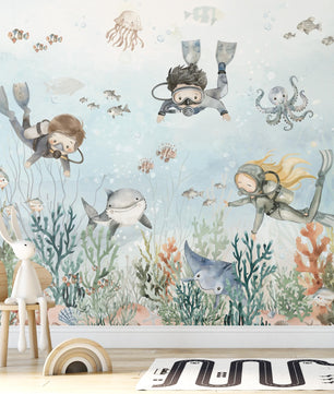 Papel para paredes Buceo Fondo Marino