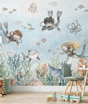 Papel para paredes Buceo Fondo Marino