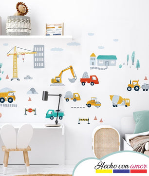 Vinilos decorativos Adhesivos infantiles de Pared  Conjunto Vehiculos