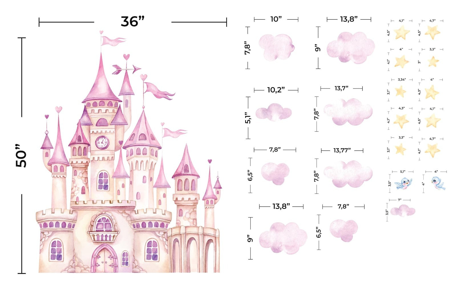 Vinilos decorativos Adhesivos infantiles de Pared princesas 2 (0134)