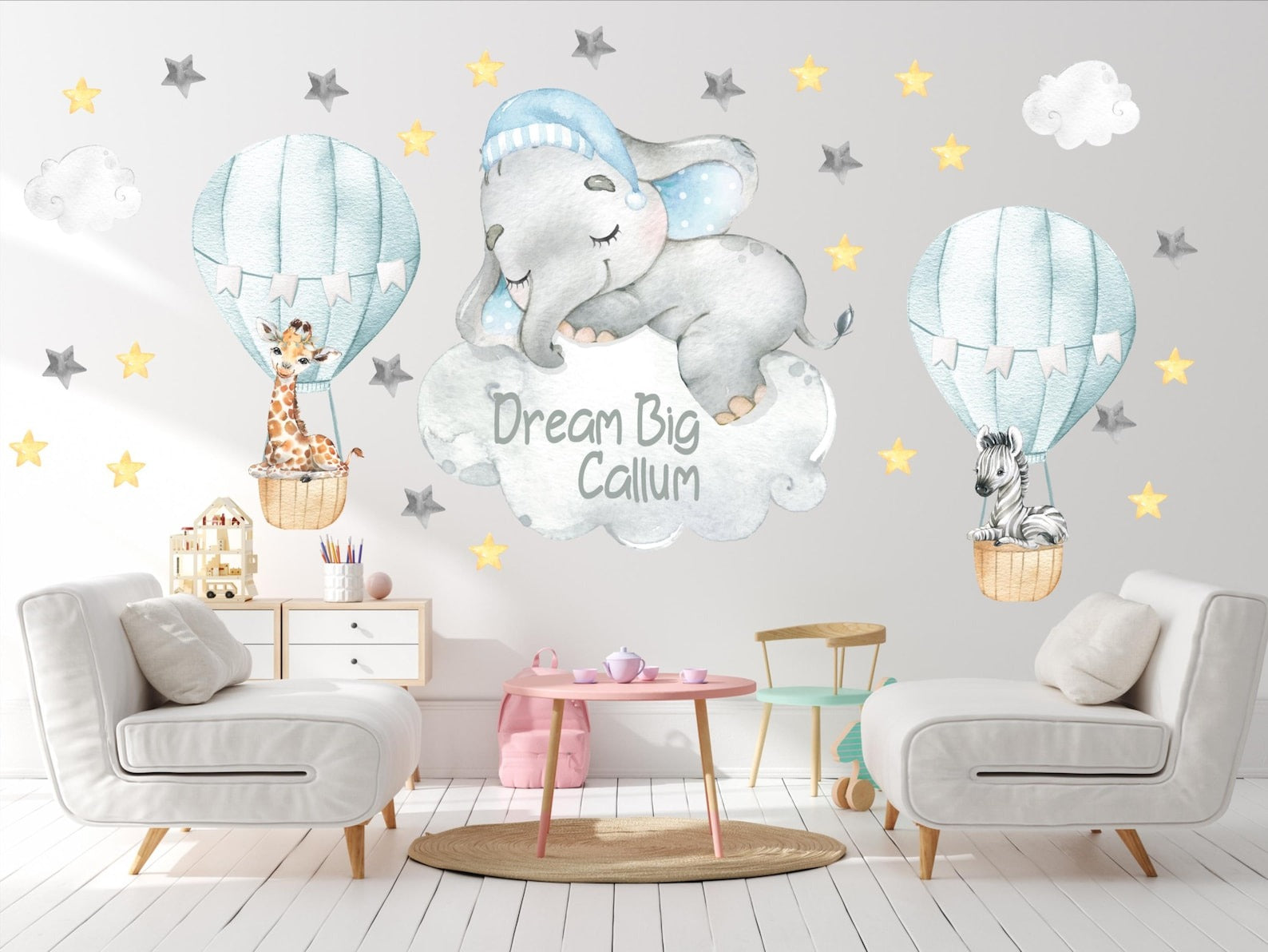 Vinilos decorativos Adhesivos infantiles de Pared Elefante Dormilon