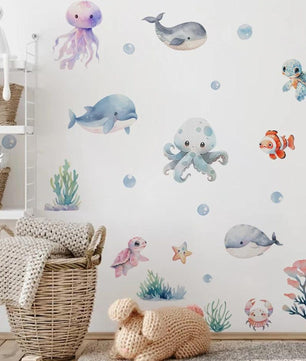 Vinilos decorativos Adhesivos infantiles de Pared animales marinos infantiles