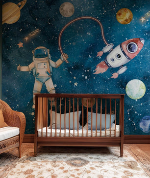 Papel para paredes astronauta espacial acuarela
