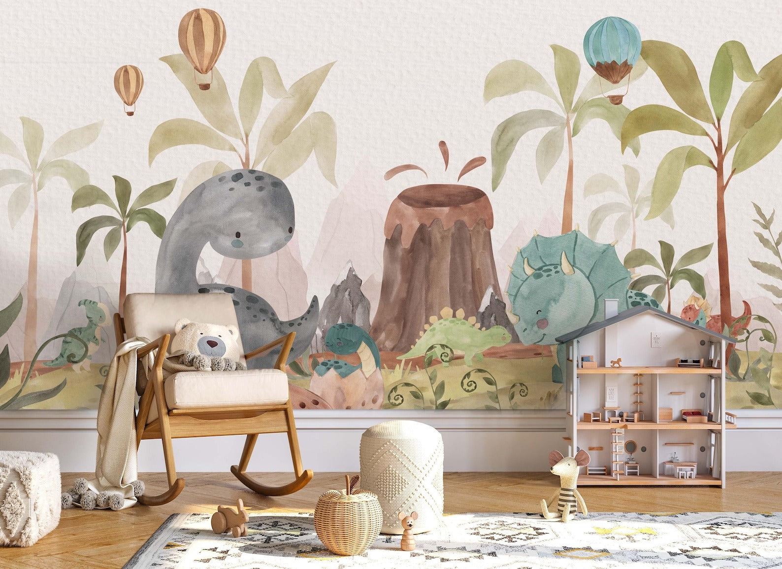 Papel para paredes Jungla jurassica  cute 2