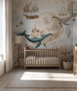 Papel para paredes ballenas voladoras