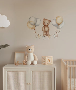 Vinilos decorativos Adhesivos infantiles de Pared de oso teddy con globos