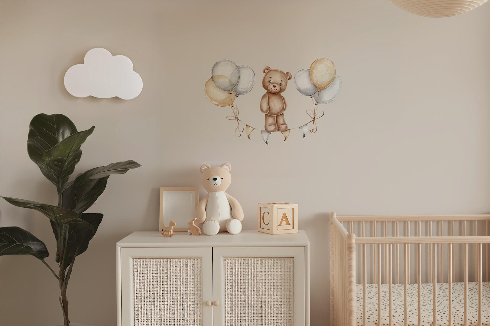 Vinilos decorativos Adhesivos infantiles de Pared de oso teddy con globos