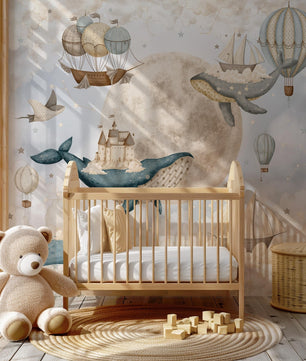 Papel para paredes ballenas voladoras