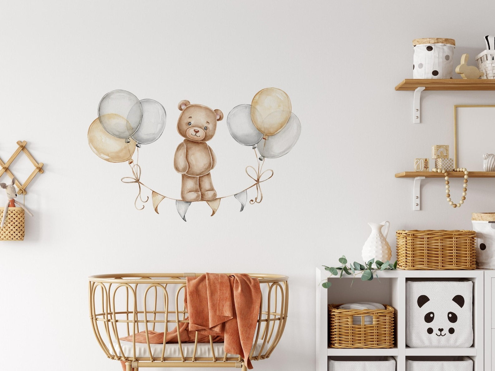 Vinilos decorativos Adhesivos infantiles de Pared de oso teddy con globos