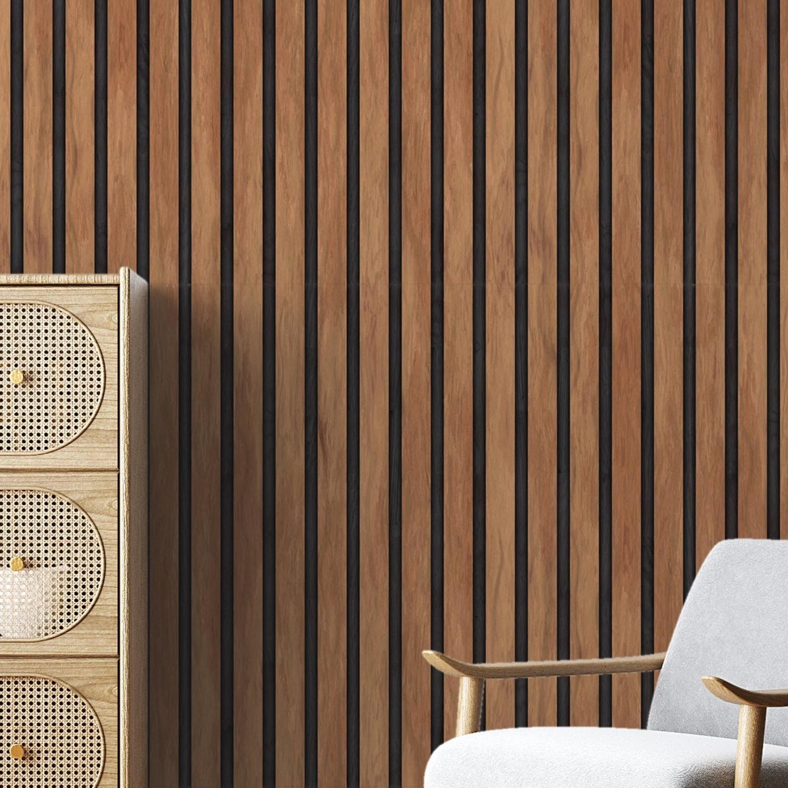 Papel para paredes Lineas madera marron