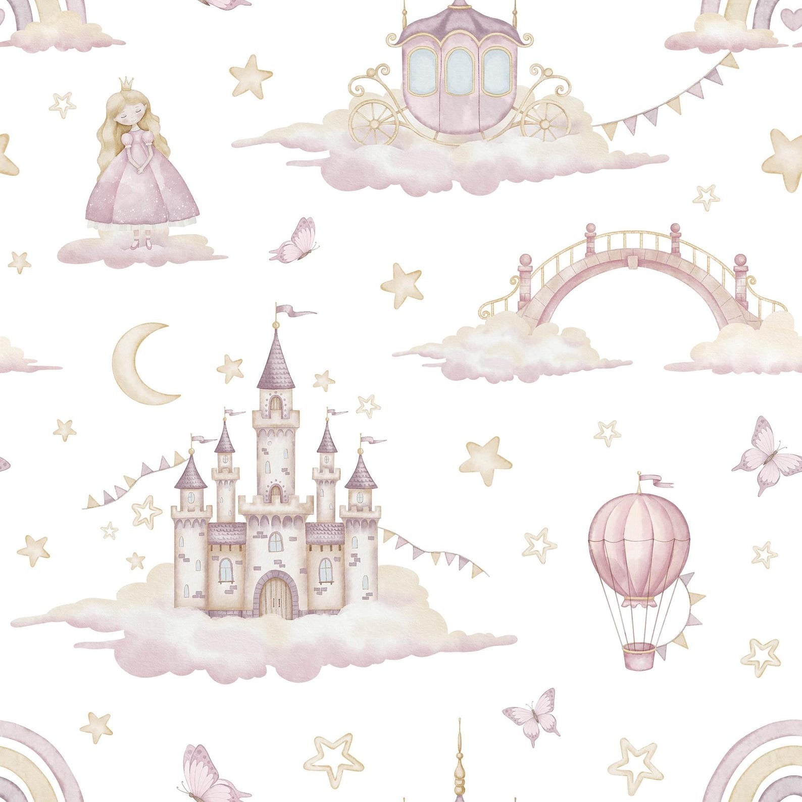 Papel para paredes tierra de princesa mosaico2