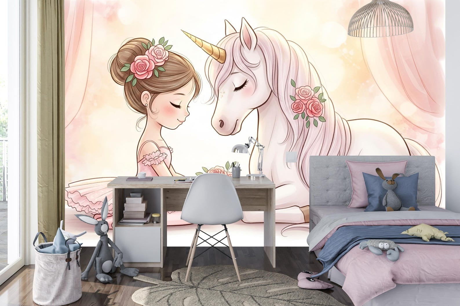 Papel para paredes Unicornio con Bailarina