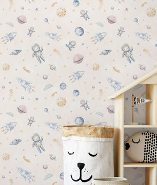 Papel para paredes Mosaico astronauta infantil