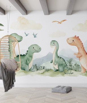 Papel para paredes Dinosaurios acuarela