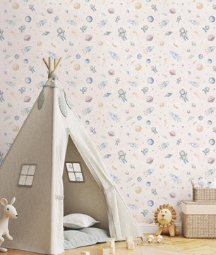 Papel para paredes Mosaico astronauta infantil