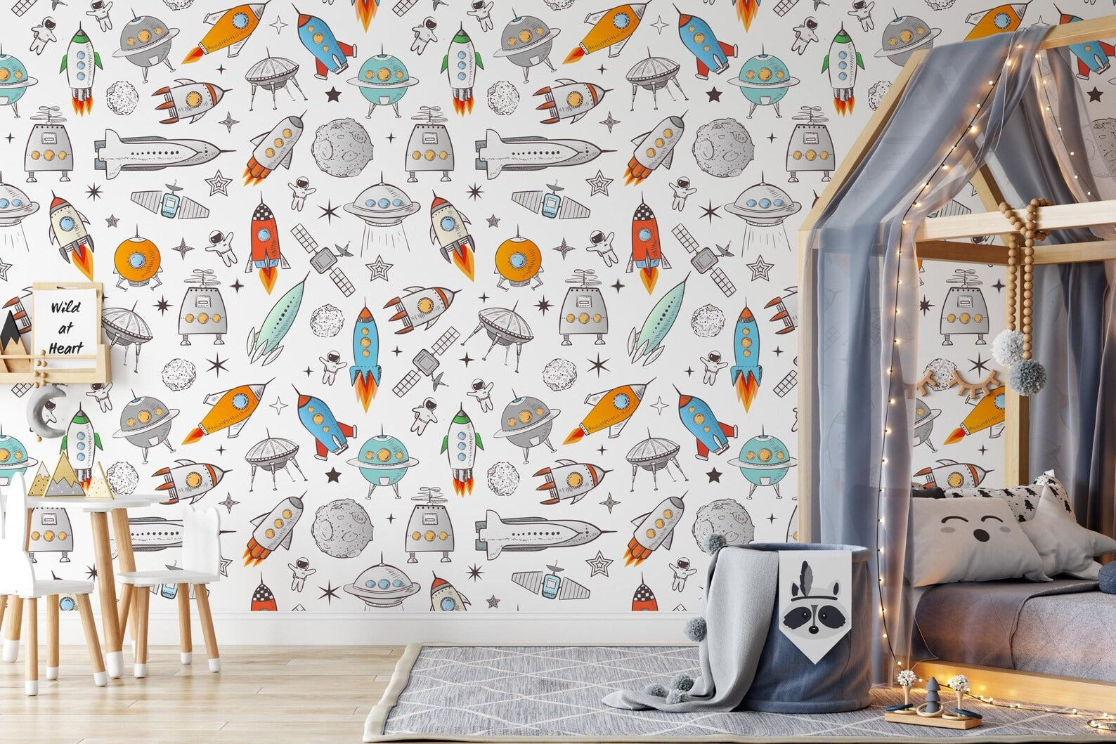 Papel para paredes astronautas mosaico colorido