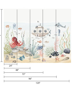 Papel para paredes Fondo marino acuarela