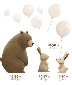 Vinilos decorativos Adhesivos infantiles de Pared de oso, conejos y globos