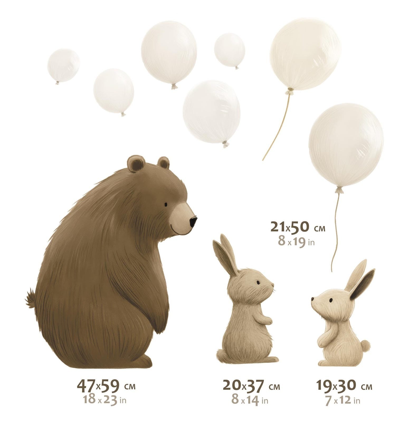 Vinilos decorativos Adhesivos infantiles de Pared de oso, conejos y globos