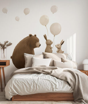Vinilos decorativos Adhesivos infantiles de Pared de oso, conejos y globos