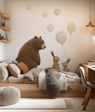 Vinilos decorativos Adhesivos infantiles de Pared de oso, conejos y globos