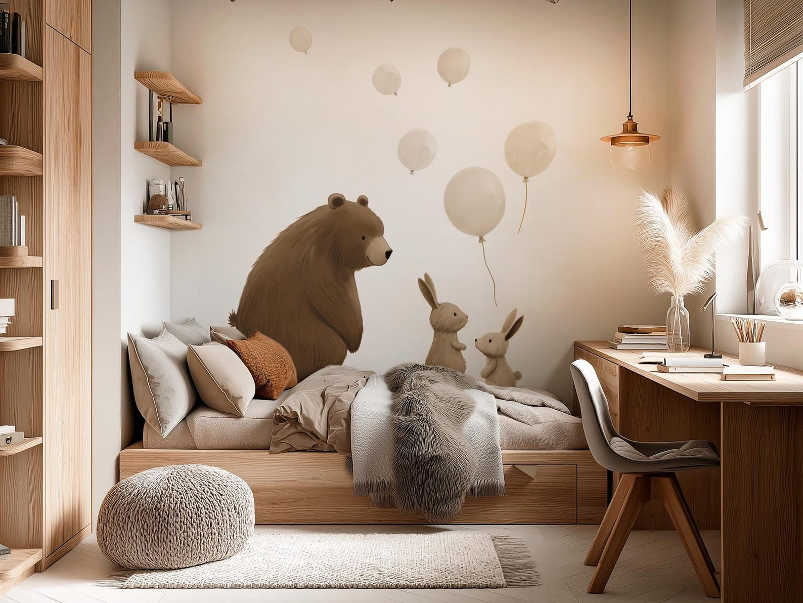 Vinilos decorativos Adhesivos infantiles de Pared de oso, conejos y globos