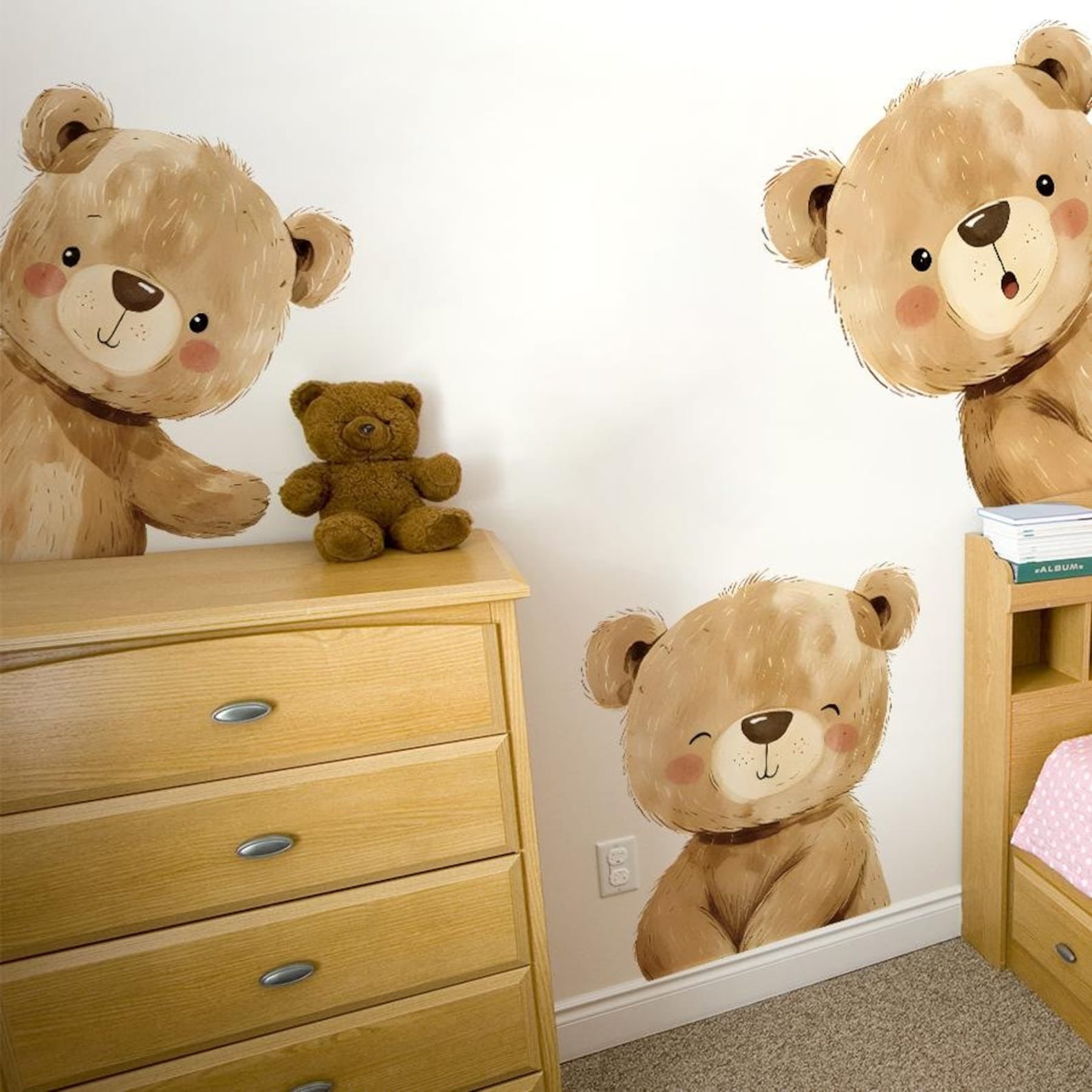 Vinilos decorativos Adhesivos infantiles de Pared de oso esquinero