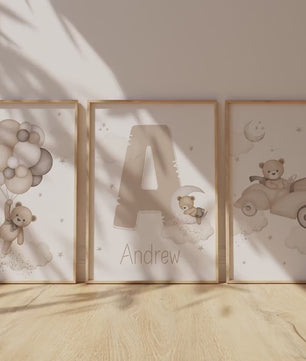 Cuadros Decorativos infantiles Modernos osos teddy dibujo con nombre