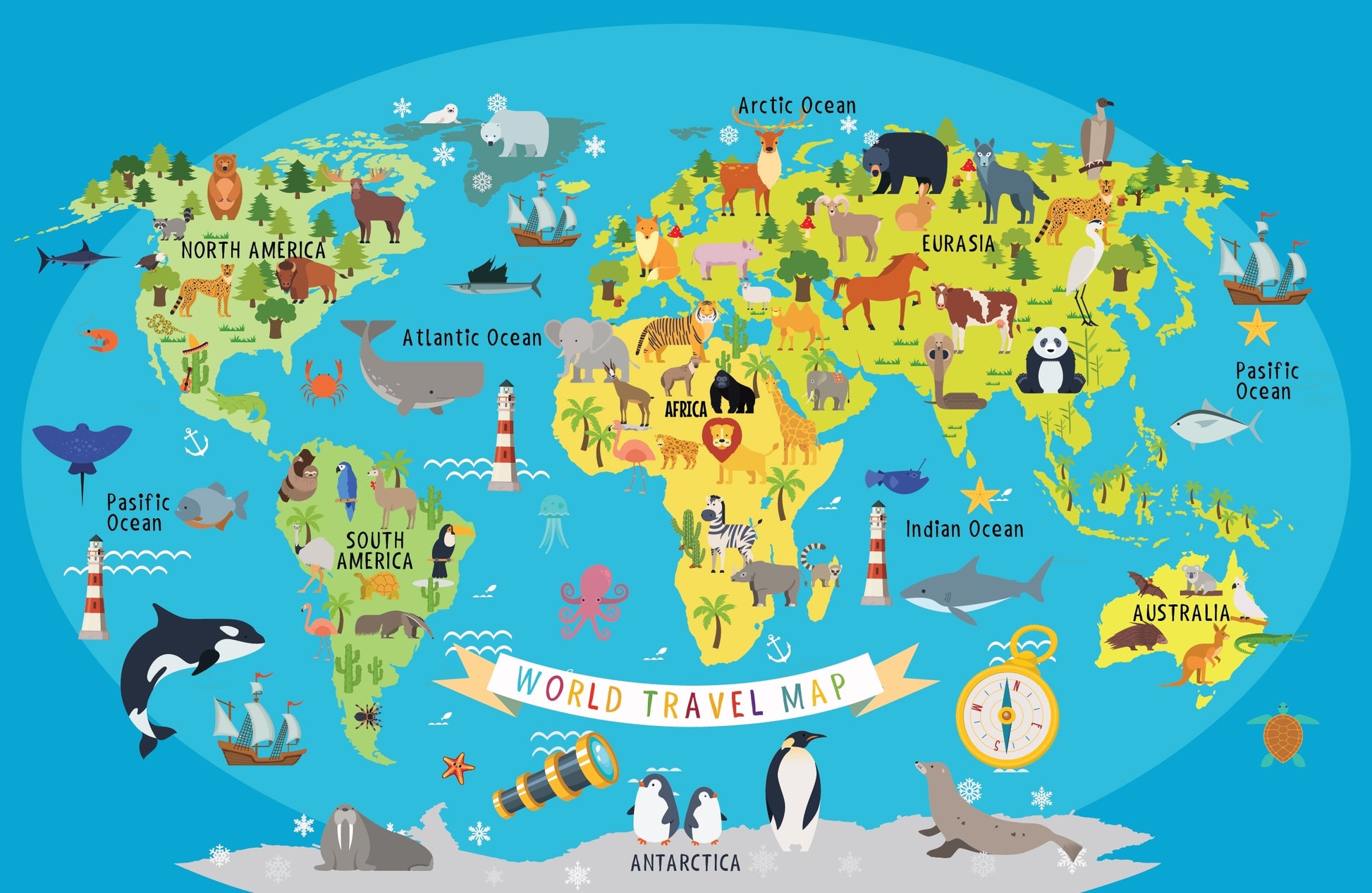 Papel para paredes Mapa mundial 6