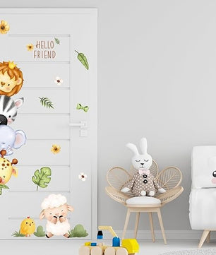 Vinilos decorativos Adhesivos infantiles de Puerta infantil con animales