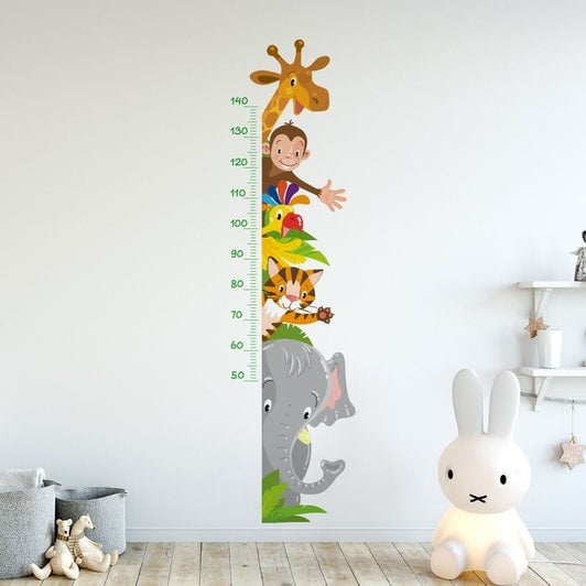 Vinilos decorativos Adhesivos infantiles de Pared medidor de altura infantil con animales
