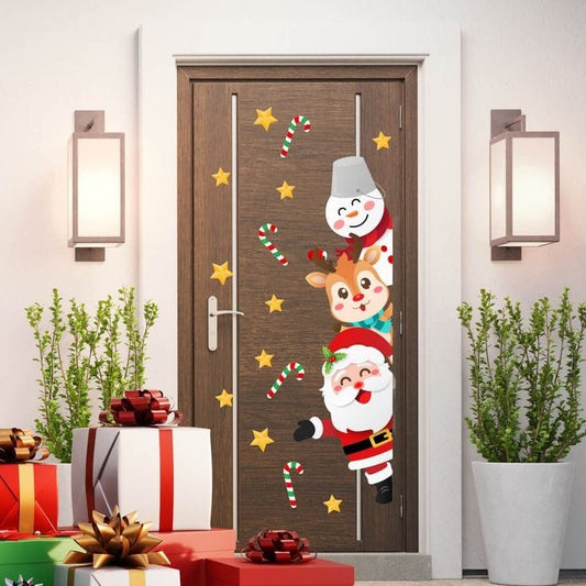 Vinilos decorativos Adhesivos infantiles de vinilo para puertas Navideñas Con adornos
