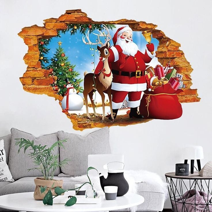 Vinilos decorativos Adhesivos infantiles de vinilo para Paredes Navideñas Con adornos