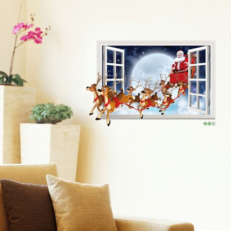 Vinilos decorativos Adhesivos infantiles de vinilo para Paredes Navideñas Con adornos