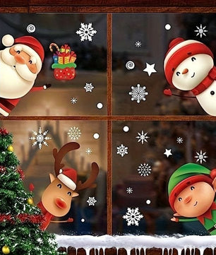 Vinilos decorativos Adhesivos infantiles de vinilo para ventanas Navideñas Con adornos