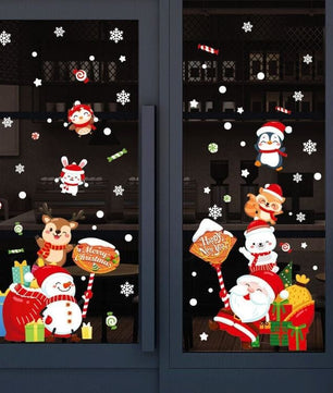 Vinilos decorativos Adhesivos infantiles de vinilo para ventanas Navideñas Con adornos