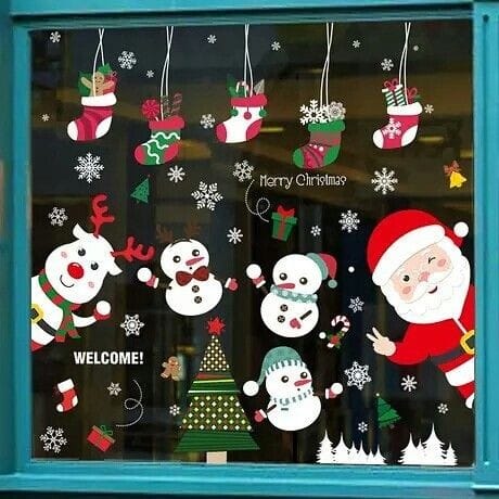 Vinilos decorativos Adhesivos infantiles de vinilo para ventanas Navideñas Con adornos