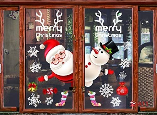 Vinilos decorativos Adhesivos infantiles de vinilo para ventanas Navideñas Con adornos