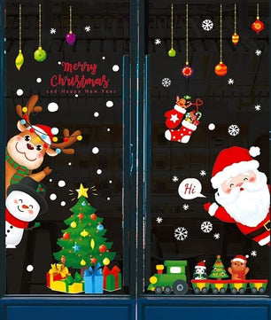 Vinilos decorativos Adhesivos infantiles de vinilo para ventanas Navideñas Con adornos