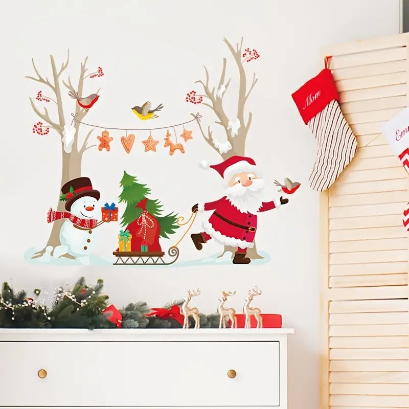 Vinilos decorativos Adhesivos infantiles de vinilo para Paredes Navideñas Con adornos