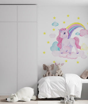 Vinilos decorativos Adhesivos infantiles de Pared de unicornio niña (0035)