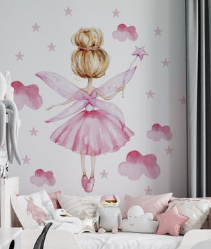 Vinilos decorativos Adhesivos infantiles de Pared  hadas rosada niña (0017)