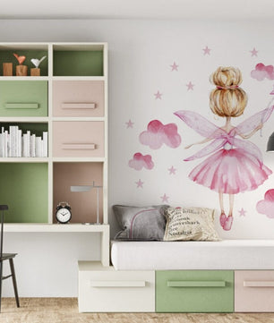 Vinilos decorativos Adhesivos infantiles de Pared  hadas rosada niña (0017)