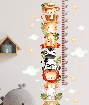 Vinilos decorativos Adhesivos infantiles de Pared medidor de altura infantil con animales