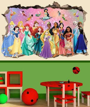Vinilos decorativos Adhesivos infantiles de Pared 3D princesas niña (0019)