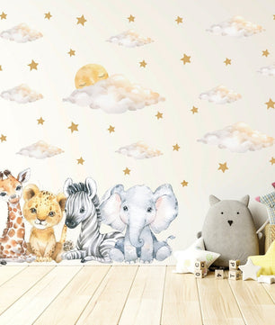 Vinilos decorativos Adhesivos infantiles de Pared  Conjunto de animales modelos variados