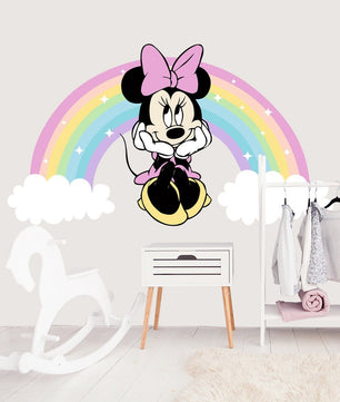 Vinilos decorativos Adhesivos infantiles de Pared minnie arcoiris 1 niña (0076)