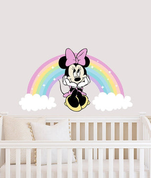 Vinilos decorativos Adhesivos infantiles de Pared minnie arcoiris 1 niña (0076)