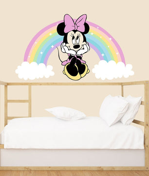 Vinilos decorativos Adhesivos infantiles de Pared minnie arcoiris 1 niña (0076)